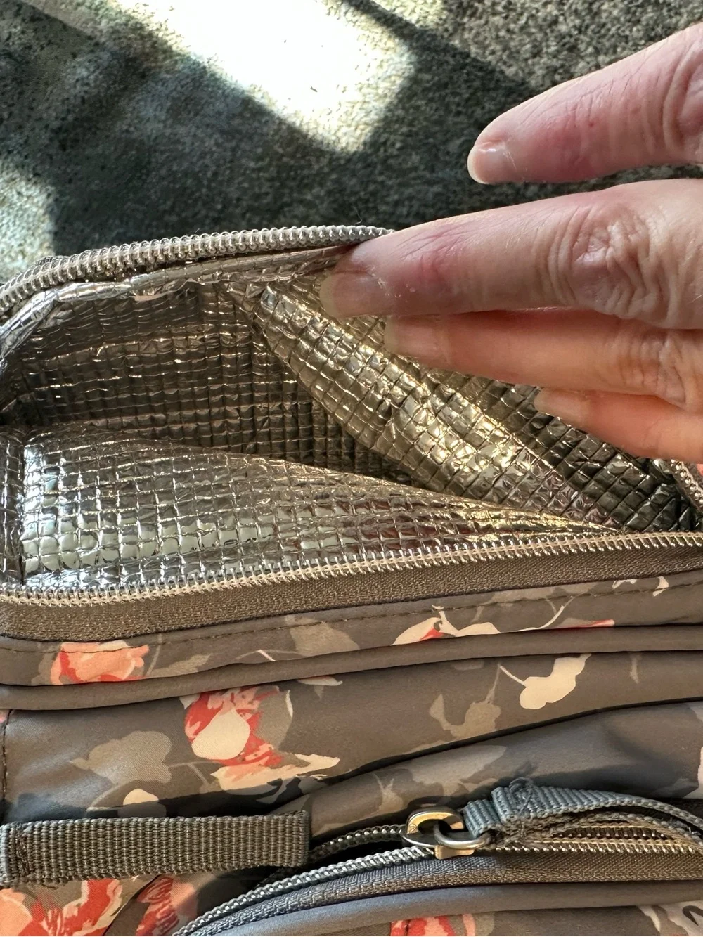 Bananafish Studio Floral Gray and Pinkish Peach Backpack Diaper Bag